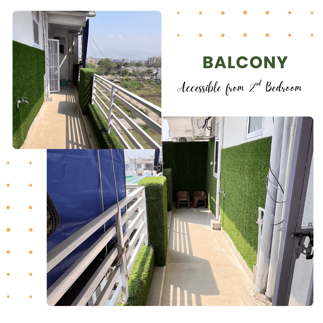 1BHK Private Balcony - Mountain View Balcony for Relaxation near AIIMS Rishikesh